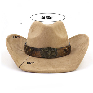2024 nouveau style chapeau <span class=keywords><strong>de</strong></span> cowboy en daim pour femmes casquettes amovibles pour homme - Product Image 2