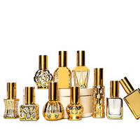 Flacon en verre pour huiles essentielles avec couvercle métallique finition plaqué or, design personnalisable – Emballage vide renforcé pour parfums et aromathérapie