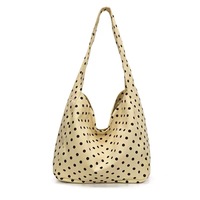Sac fourre-tout tendance à pois grande capacité pour femme, sac de shopping en toile été-automne avec décoration léopard