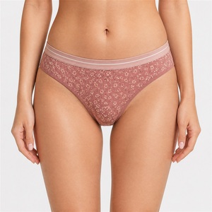 Culottes string taille basse en coton pour femmes, vente en gros, 95% coton 5% élasthanne, motif floral Trio Rose, Périwinkle, Sauge - Product Image 1