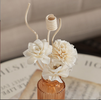 Ensemble de bâtonnets diffuseurs en rotin et fibre avec fleur en bois Sola, parfum d'ambiance longue durée, ornement décoratif pour la maison