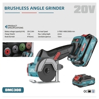 Meuleuse d'angle sans fil à batterie 20V 2.0AH, haute vitesse, pour le meulage du métal et du bois, outil électrique