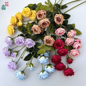 Rosa Artificial de Seda Pinsheng, Flor de Durazno de 6 Cabezas, Tallo Único, Decoración para Bodas, Arreglo Floral Transfronterizo - Product Image 1