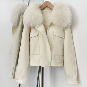 Cappotti Invernali in Lana alla Moda 2025, <span class=keywords><strong>Cappotto</strong></span> Corto Caldo da <span class=keywords><strong>Donna</strong></span> <span class=keywords><strong>con</strong></span> Grande Collo in <span class=keywords><strong>Pelliccia</strong></span> di Procione - Product Image 2
