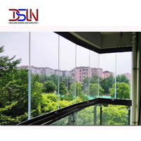 Deslano Ventana plegable panorámica de vidrio sin marco Estilo abierto deslizante horizontal para villas Hecho de fibra de vidrio