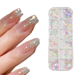 MAFANAILS สติ๊กเกอร์ติดเล็บลายหรูหรา 3 มิติ แบบกระดาษพลาสติก ลายก้อนน้ำแข็ง ลูกกวาด กลิตเตอร์ รูปหัวใจ ดาว ประกายรุ้ง ติดง่าย - Product Image 1