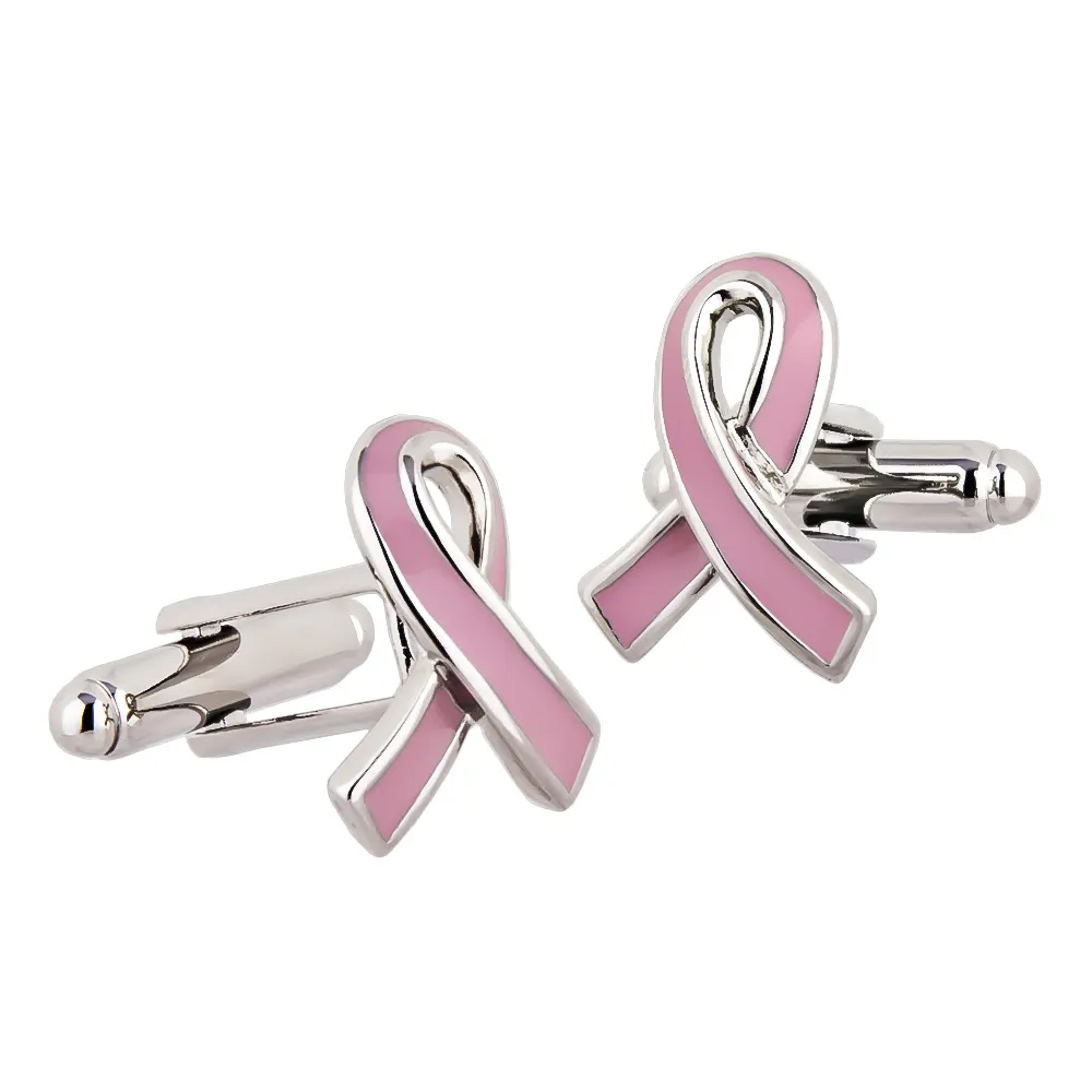 Global Breast Cancer Prevention Design Pink/Red Ribbon Cuff Links