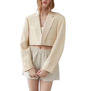 Blazer di <span class=keywords><strong>lino</strong></span> da <span class=keywords><strong>donna</strong></span> di moda all'ingrosso design personalizzato cappotti corti blazer corto - Product Image 1