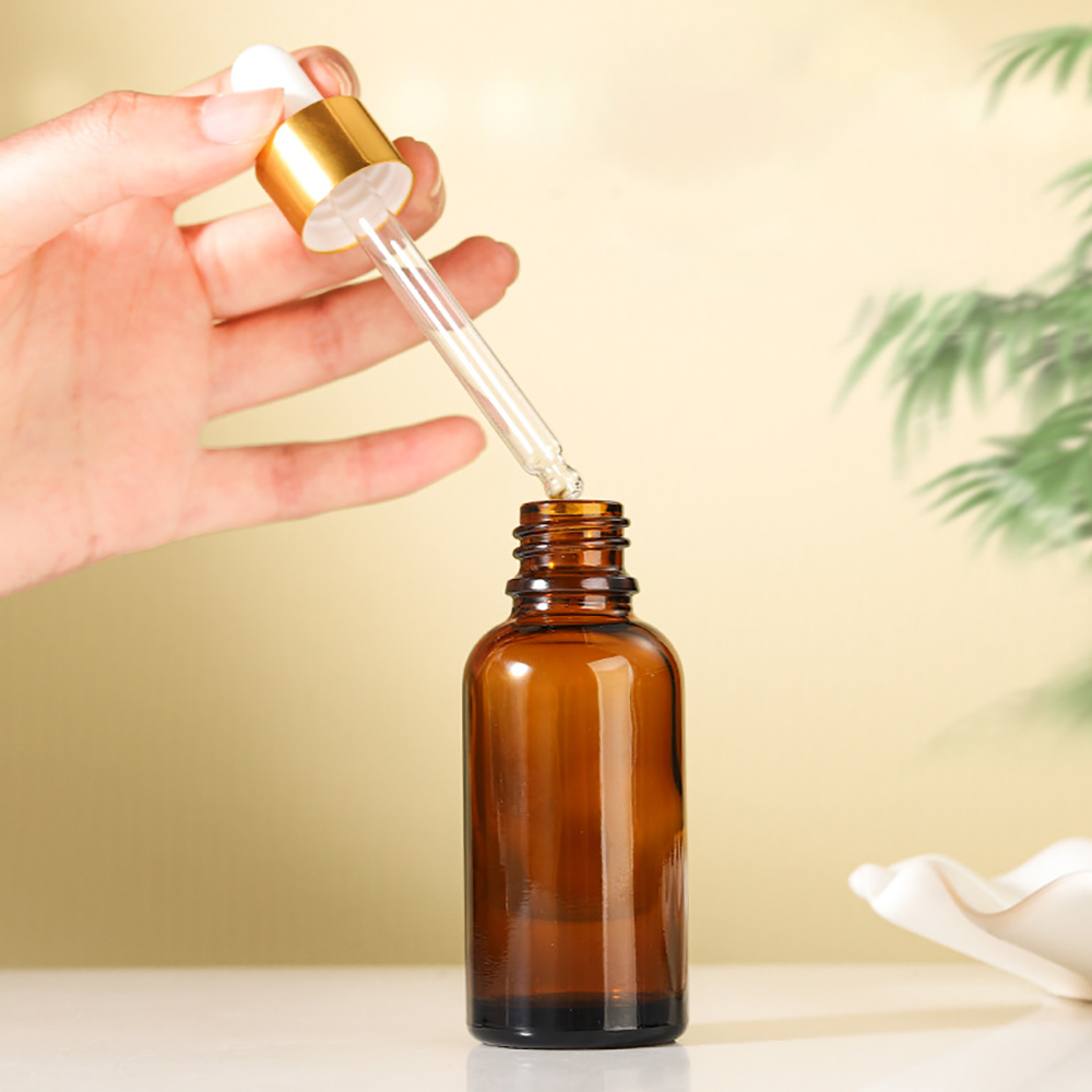 Hair Oil Glass Cosmetic Containers Rose Gold Dropper Bottle Transparent OEM