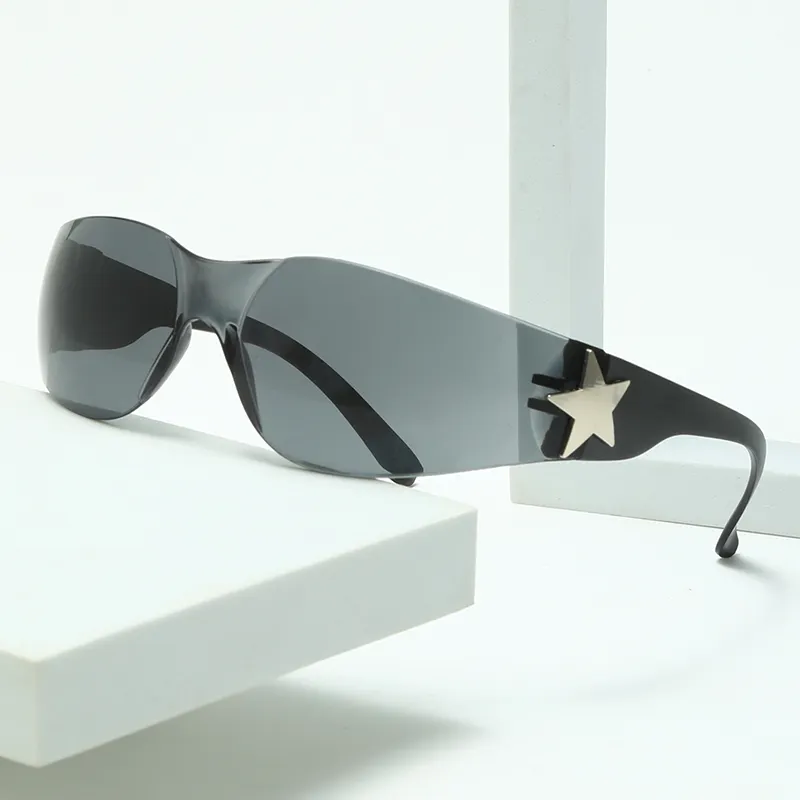 Punk Style Men Technology Sun glasses shades Women Shield Wrap Around Y2K Start Sunglasses