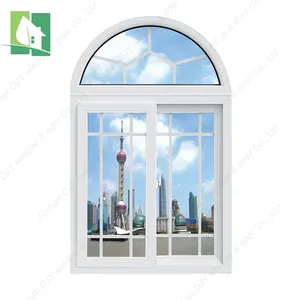 Ventana de PVC de arco superior, ventana de vidrio fijo, ventana de construcción, fábrica