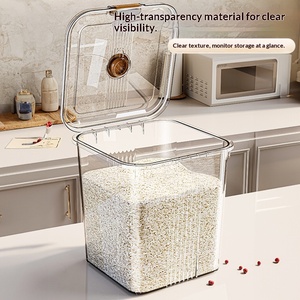 Seau à riz en plastique pour la maison, anti-insectes, anti-humidité, conteneur hermétique, 6L 10L 20L <span class=keywords><strong>30L</strong></span> 50L, pour le stockage des céréales, de la farine et des aliments - Product Image 1