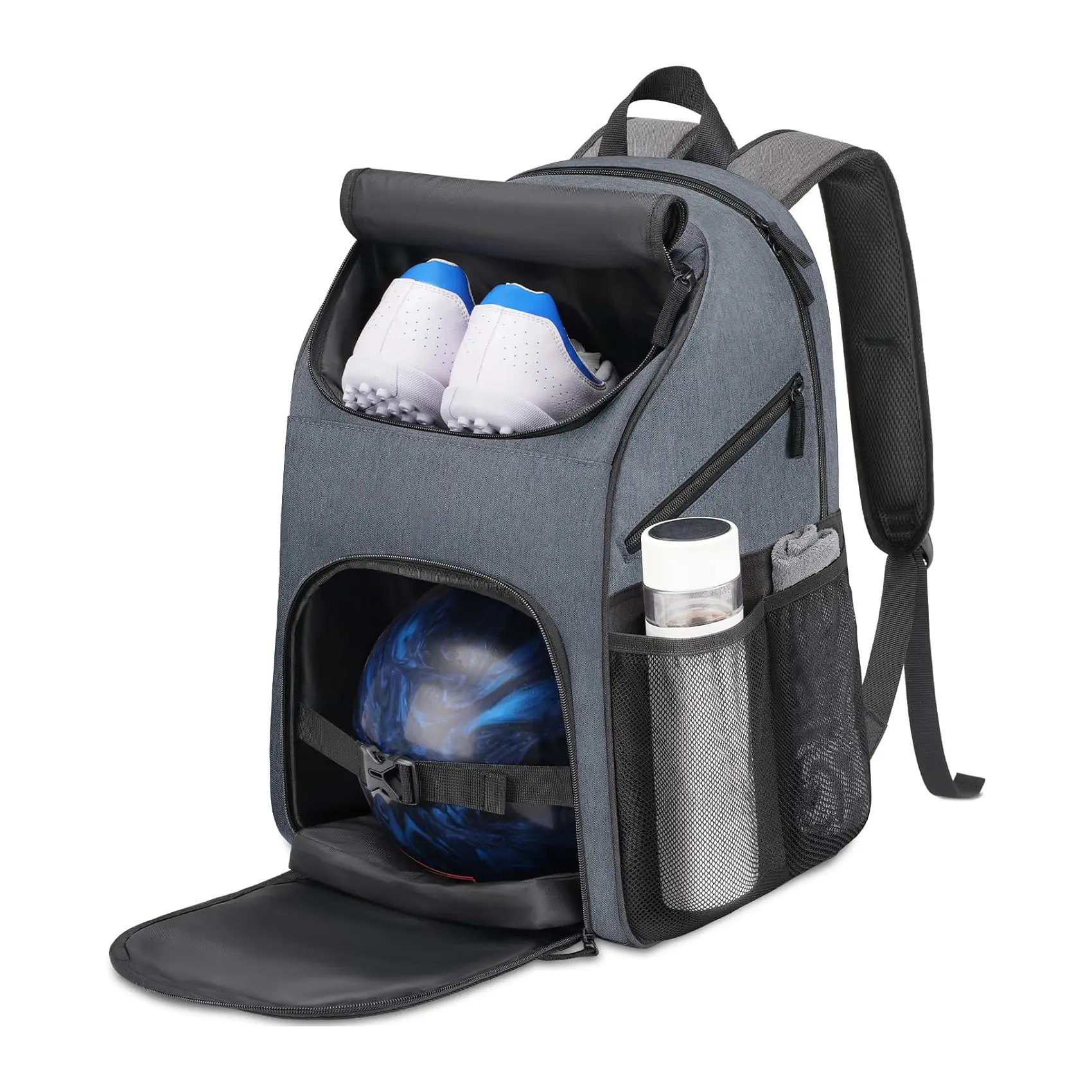 Mochila personalizada para equipe de boliche, mochila para bola única com compartimento para sapatos, mochila esportiva ao ar livre