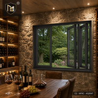 Fenêtre pliante accordéon double vitrage insonorisée JUNYAO pour usage commercial, en aluminium 6063-T5, certifiée NFRC CE, ODM pour hôtels