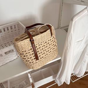Sac fourre-tout tissé en paille bohème pour femme 2026, sac à bandoulière fait main avec poignées en cuir pour <span class=keywords><strong>la</strong></span> plage et les voyages, idéal pour l'été - Product Image 6