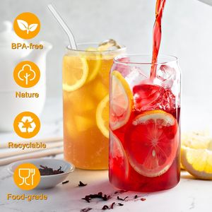 Biểu tượng tùy chỉnh Tumbler thủy tinh borosilicate cao có thể cốc, thủy tinh tái sử dụng drinkware nắp tre và rơm có thể hình cốc thủy tinh - Product Image 2