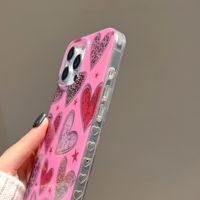 Coque de téléphone tendance en forme de cœur léopard rose scintillant pour iPhone 13 14 15 16 17 Pro Max, antichoc, souple, luxueuse et brillante