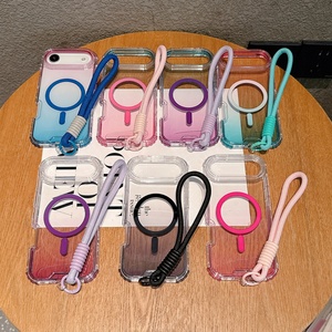 Funda Magnética 3 en 1 Transparente de PC y TPU con Degradado de Color para iPhone 13 14 15 16 17 Pro Max, Diseño de Tres Capas con Correa - Product Image 1