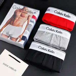 Cuecas boxer de cintura média combinando com cores estampadas de algodão para homens