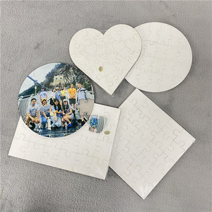 뜨거운 판매 라운드 사각형 심장 가능 예술과 공예 광택 화이트 나무 DIY 퍼즐 승화 - Product Image 1
