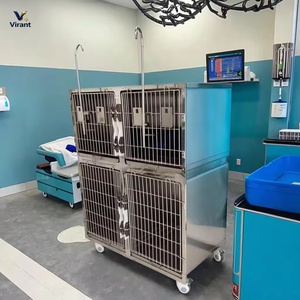 Cage vétérinaire tout-en-un en acier inoxydable pour le toilettage des chiens et l'isolement des animaux de compagnie, modèle VIRANT VM-ICU, garantie 1 an - Product Image 4