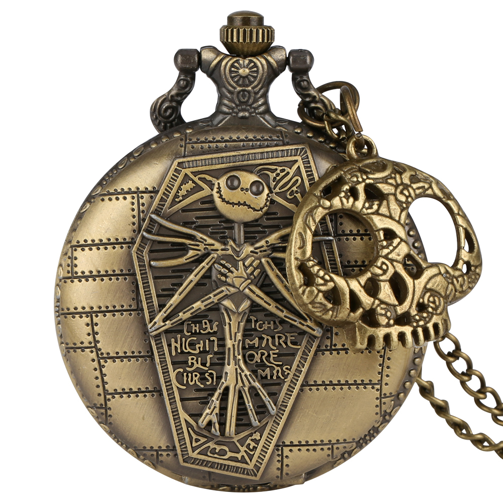 New  Jack skillington nightmare before Christmas skull skeleton pocket watch Skellington Black Pocket Watch | Nightmare Before Christmas main image 4