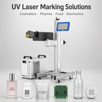 Máquina de Codificación Láser UV de 355nm, Máquina de Marcado Láser en Movimiento, Impresora Codificadora Láser Integrada para Botellas de Plástico, Vidrio y PET