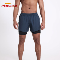 Shorts de course 2 en 1 pour hommes avec poche pour téléphone, poche arrière zippée, doublure intégrée, séchage rapide, respirant, logo personnalisé, athlétique, gym
