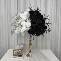 Décoration de mariage OEM, centre de table, boules de fleurs en soie bordeaux, événements en intérieur, décoration de fête, arrangement floral de table