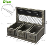 Grey Wood Gewürz regal Organizer Spice Rack mit/Drawer Style Design & Chalk board Gewürz regale Set