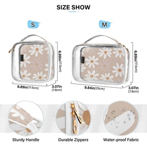 Produits Tendances 2025 Nouveautés Trousse de Maquillage Portable Transparente en PVC Résistante à l'Eau pour Femme Motif Fleur de Marguerite Hawaïenne Personnalisée - Product Image 3