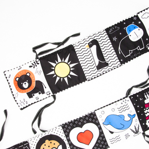 JinYing Opp Bag Black and White Baby Bedskirt Multi Style Kids Activity Cloth Books for Babies with BB Sound - Product Image 1
