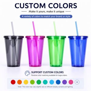 Wholesale 12oz 16oz 22oz 24oz BPA Free Double Wall Acrylic Clear Juice Water Tumbler <b>Tea</b> Plastic Coffee <b>Mug</b> with Straw and Lids - Product Image 6