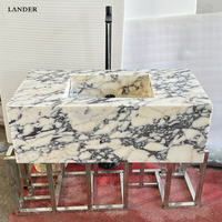 Lander Stone Calaccata Viola Marbre Évier Toilette Marbre Salle De Bains Évier Hôtel Chambre Marbre Lavabo Lavabo