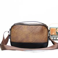 Tas Selempang Kulit PU Vintage Bentuk Kamera Pria, Tas Messenger Kecil Kasual, Banyak Kantong Resleting, Logo Custom Debossed