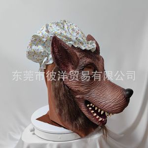 Máscara de látex de loba abuela con sombrero de flores para disfraz de Halloween, carnaval o fiesta - Product Image 4