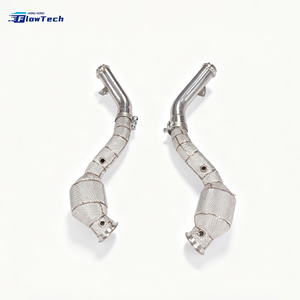 Downpipe à haut débit FlowTech T304 en acier inoxydable 200 cellules pour Mercedes-Benz GLC63 X253 M177 4.0T V8, montage direct - Product Image 4