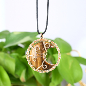 CHUSE New Design Natural <b>Crystal</b> Handmade Wire Wrapped <b>Moon</b> Pendant Necklace for Jewelry Making - Product Image 4