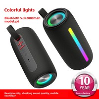 Haut-parleur Bluetooth en tissu avec batterie au lithium intégrée, ambiance RGB, basses améliorées 5-10W pour ordinateur de bureau et ordinateur portable