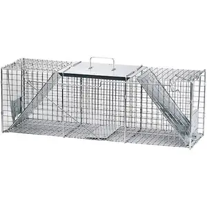 Galvanized steel collapsible trap for live animal raccoon feral cat