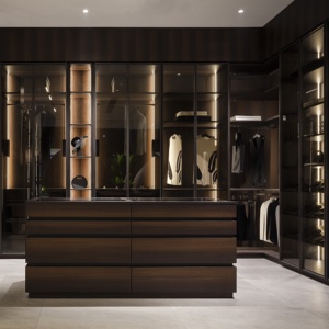 <span class=keywords><strong>2025</strong></span> thiết kế mới hiện đại thân thiện với môi phòng ngủ đi bộ trong cloakroom tủ quần áo với hun khói da gỗ với đảo - Product Image 1