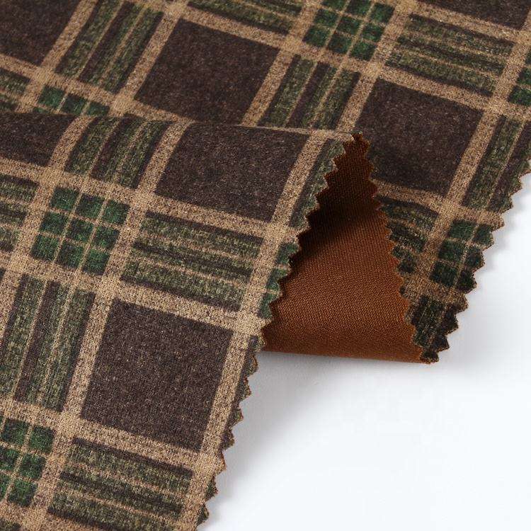 Custom Print Plaid 95 Polyester 5 Spandex Eco-friendly Rpet Recycled scuba Suede Sample Sustainable Recycling Fabric