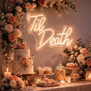 Enseigne néon personnalisée « Til <span class=keywords><strong>Death</strong></span> » pour réception de mariage, fête prénuptiale, toile de fond, cadeau de mariage gothique, décoration murale - Product Image 1