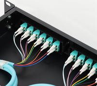 24-Port LC OM3 Panel Patch serat optik-1U Multimode ODF kotak Terminal untuk distribusi jaringan 10G