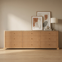 Commode multifonctionnelle FERLY faite à la main, écologique, moderne et minimaliste, avec plateau en marbre et 9 tiroirs en bois massif pour le rangement de la chambre