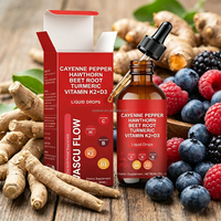Complément alimentaire certifié GMP Vascu Flow Liquid Drops 60 ml, extrait de piment de Cayenne, hawthorne, curcuma, pour une circulation saine