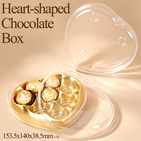 Boîte à chocolat en forme de cœur WEISHENG, qualité alimentaire GPPS, avec 8 compartiments dorés et couvercle, pour bonbons et biscuits