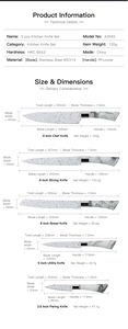 ชุดมีดทำครัว5ชิ้นพร้อมฝาครอบหินมีดเคลือบแบบไม่ติด - Product Image 2
