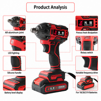Llave de Impacto Eléctrica Inalámbrica de Alta Potencia, 21V, de Litio, con Kit Completo de Herramientas para Taller y Mantenimiento Automotriz