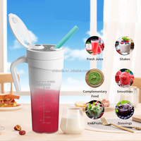 Nouveau Mixeur Portable Sportif en Forme de Bouteille, Rechargeable par USB, 470 ml, 6 Lames, pour Fruits, Mini Presse-Agrumes Manuel, Smoothie, avec Paille, Compatible Voiture